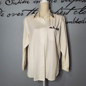 Vintage Alfred Dunner Button Down with Embroidered Collar, 12
